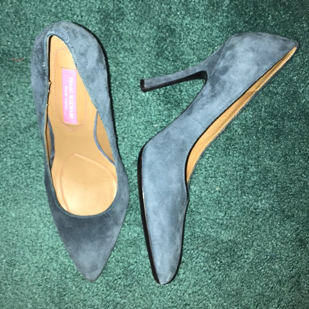 blue suede heels